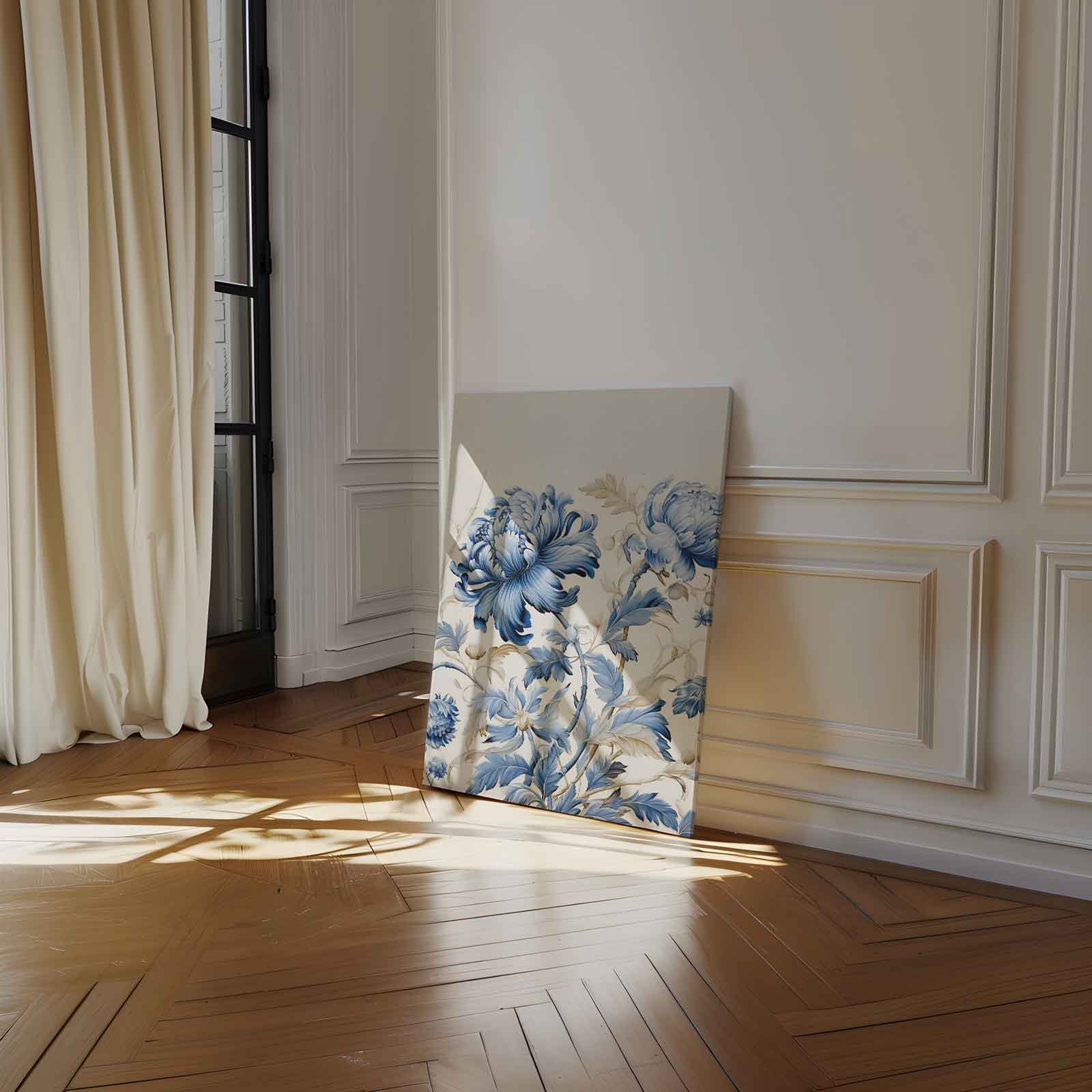 Blauwe Bloemendroom Kunstwerk-canvas-dibond-plexiglas-wanddecoratie-WallArtistic