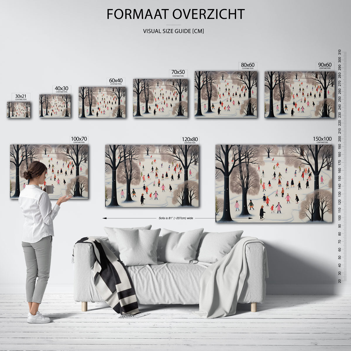 Winterse schaatstaferelen Poster