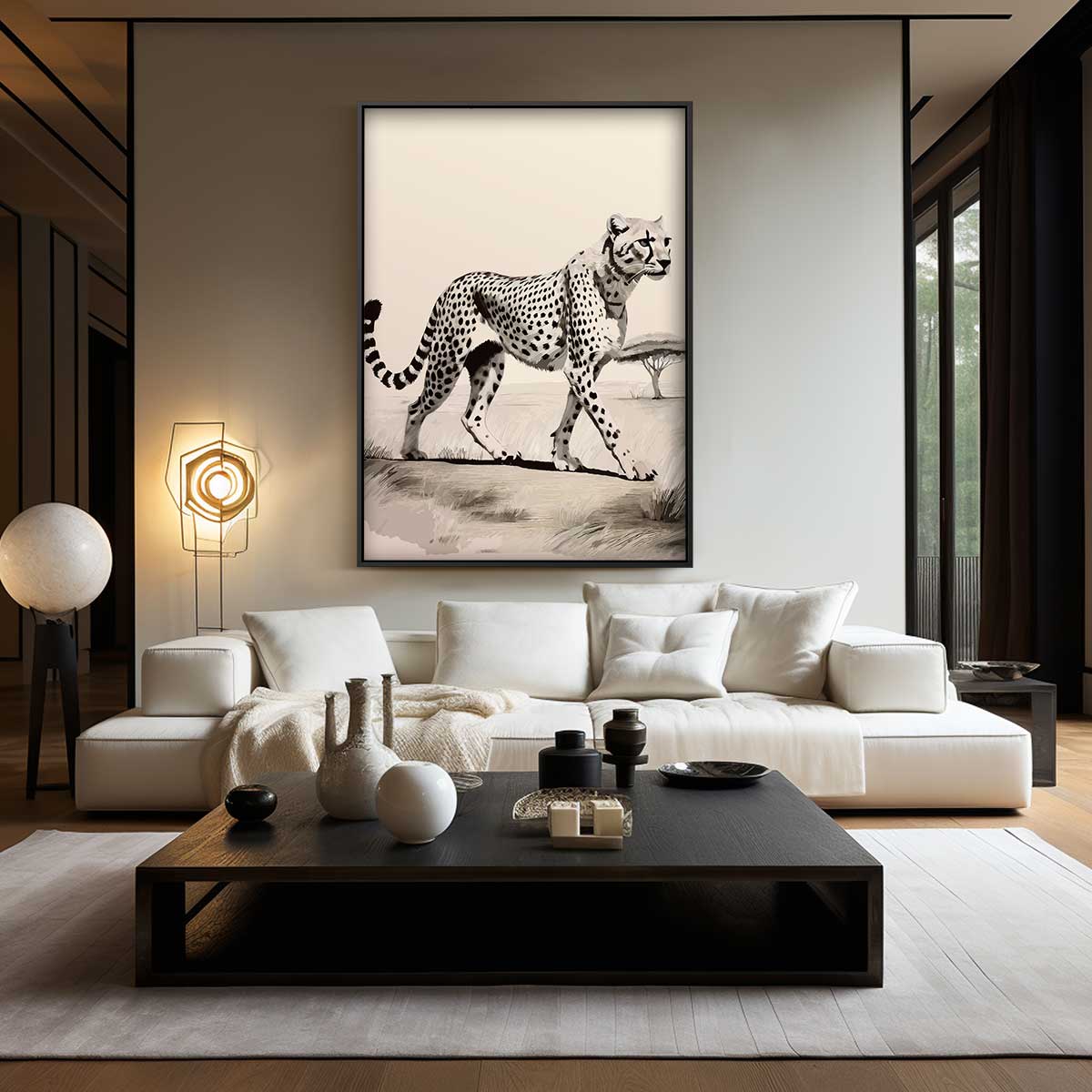 Gracieuse Jachtluipaard op de Savanne Kunstwerk