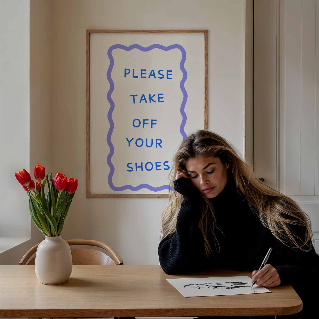 Welkomstposter "Please Take Off Your Shoes Poster-WallArtistic