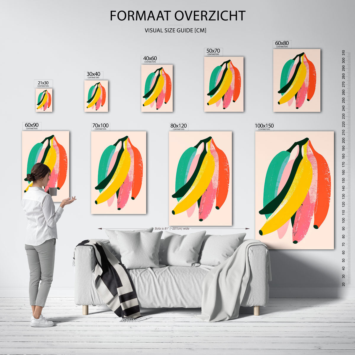 Bananen in kleurrijke tinten Poster