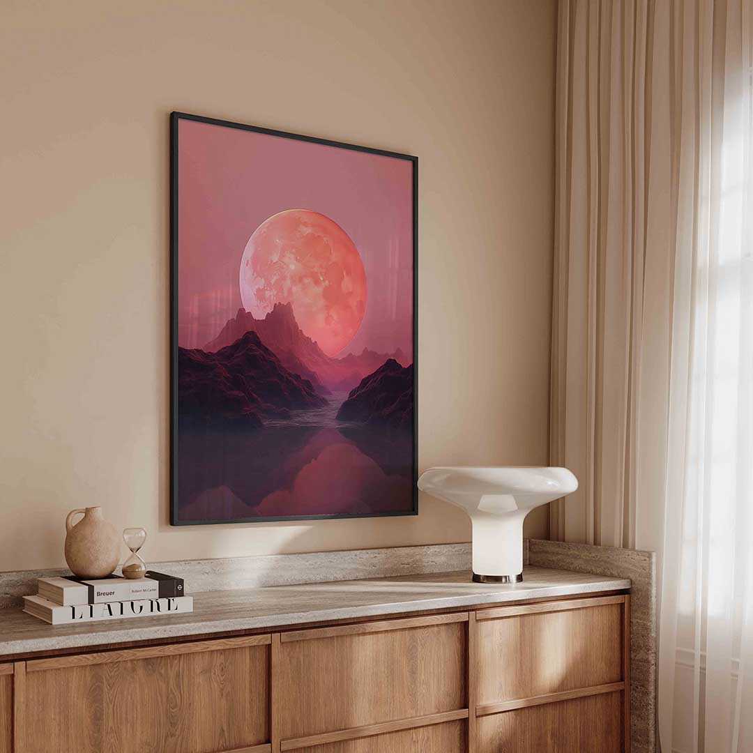 Roze maanlandschap Poster