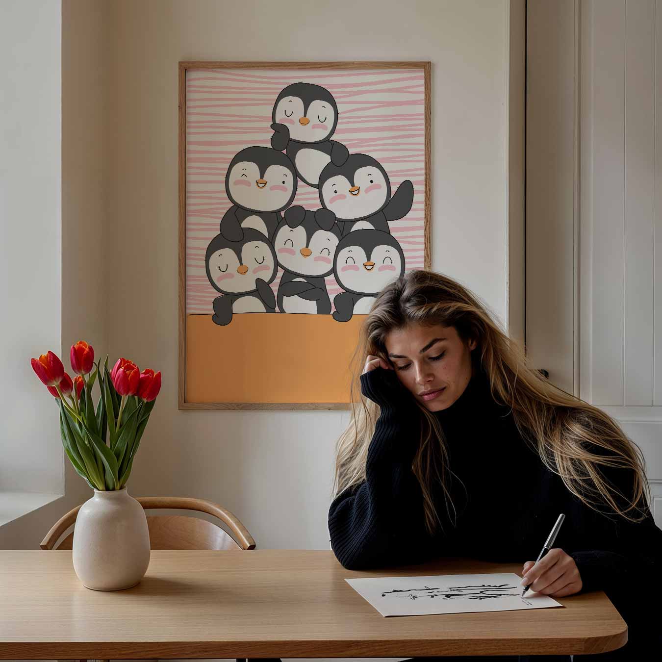 Vrolijke Pinguïn Vriendjes Poster-WallArtistic