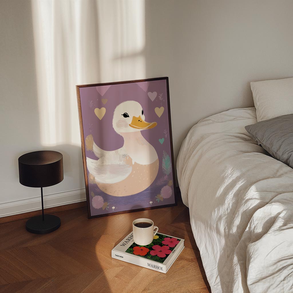 Schattige Eend Illustratie Poster-WallArtistic