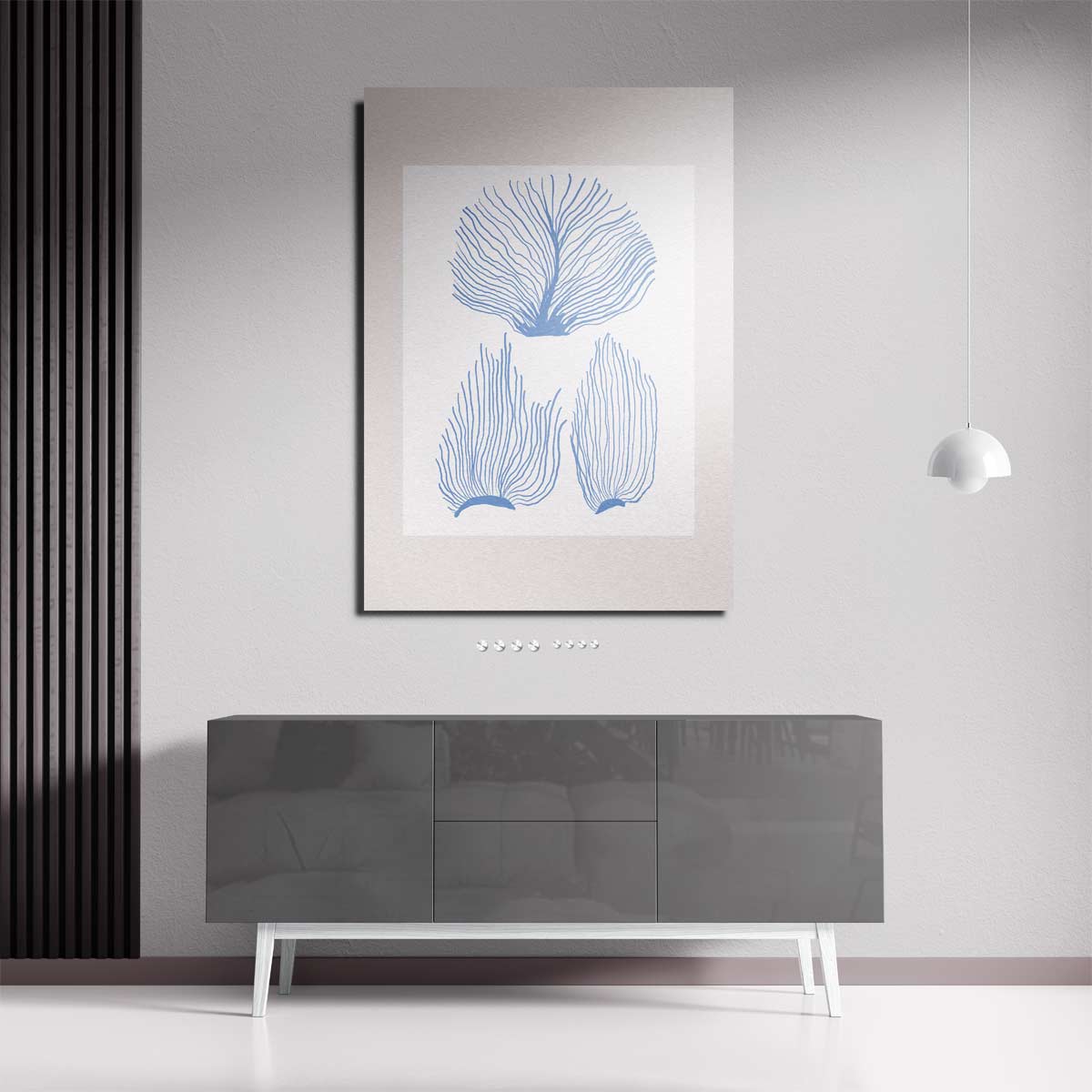 Blauwe Zeeplanten Illustratie Kunstwerk-canvas-dibond-plexiglas-wanddecoratie-WallArtistic