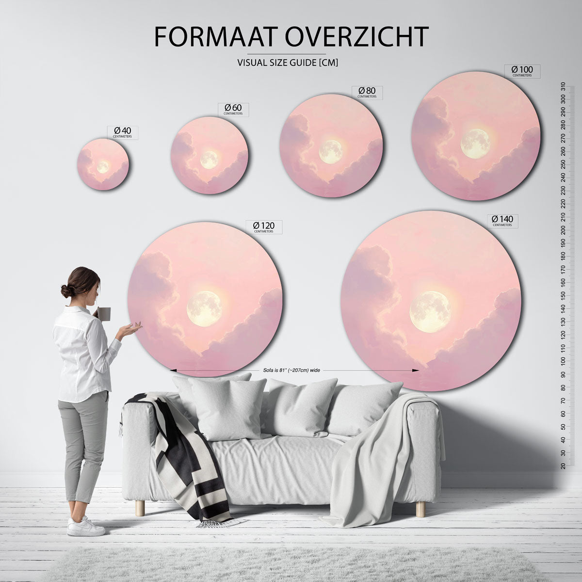 Maan en wolken Muurcirkel