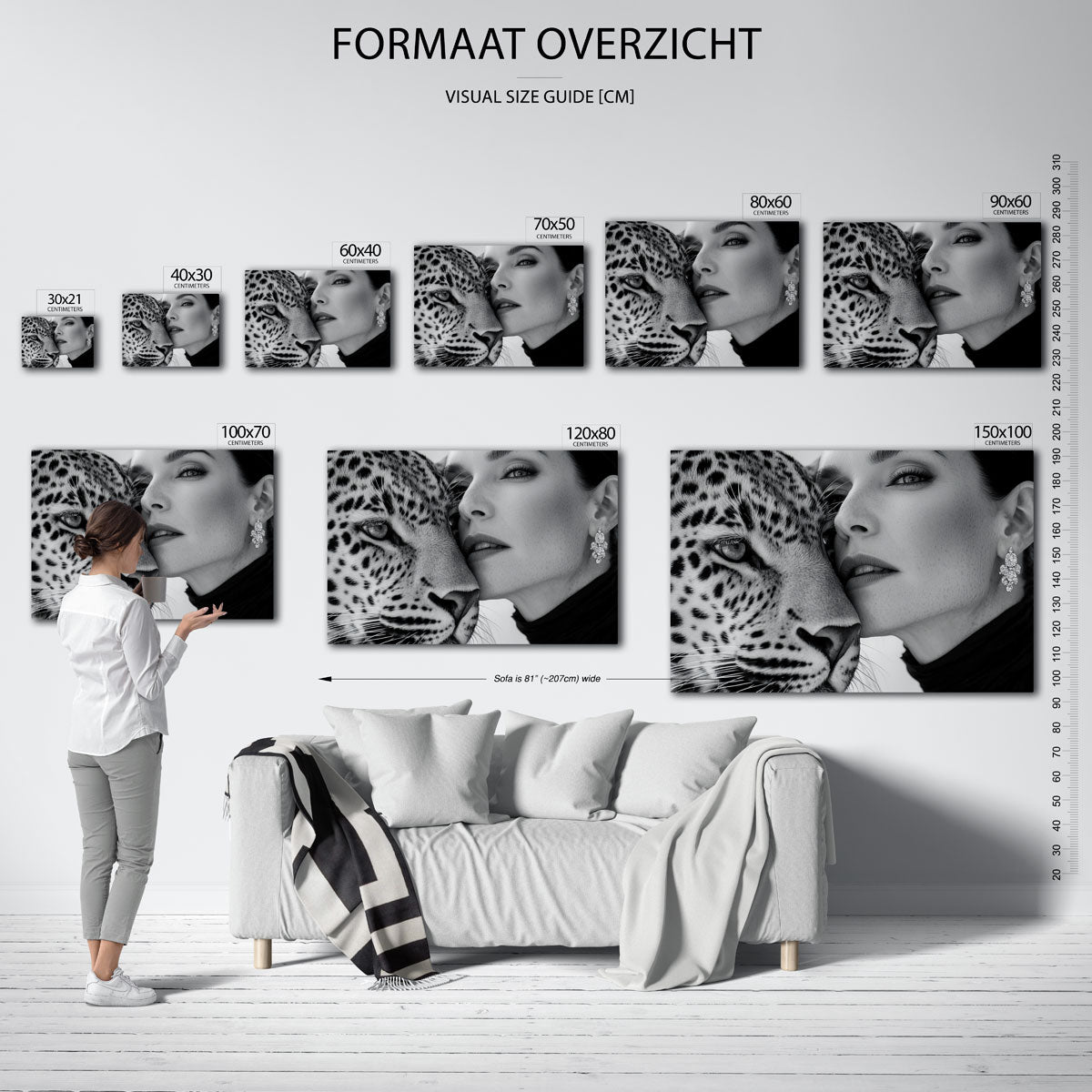 Portret van vrouw en luipaard Poster
