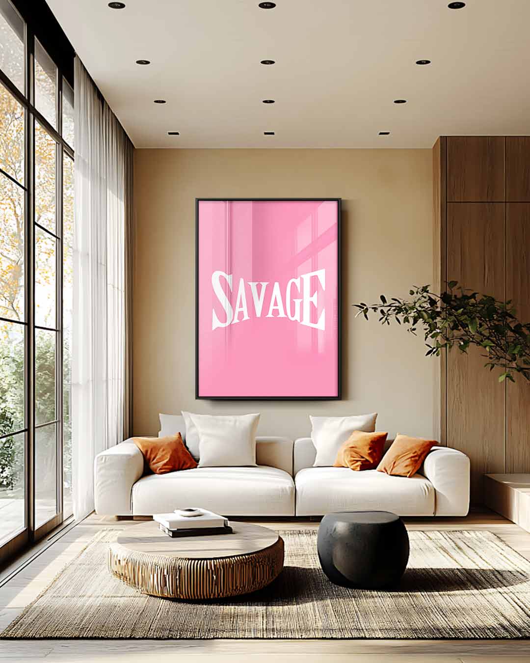 Gedurfde Typografie op Roze Kunstwerk-canvas-dibond-plexiglas-wanddecoratie-WallArtistic