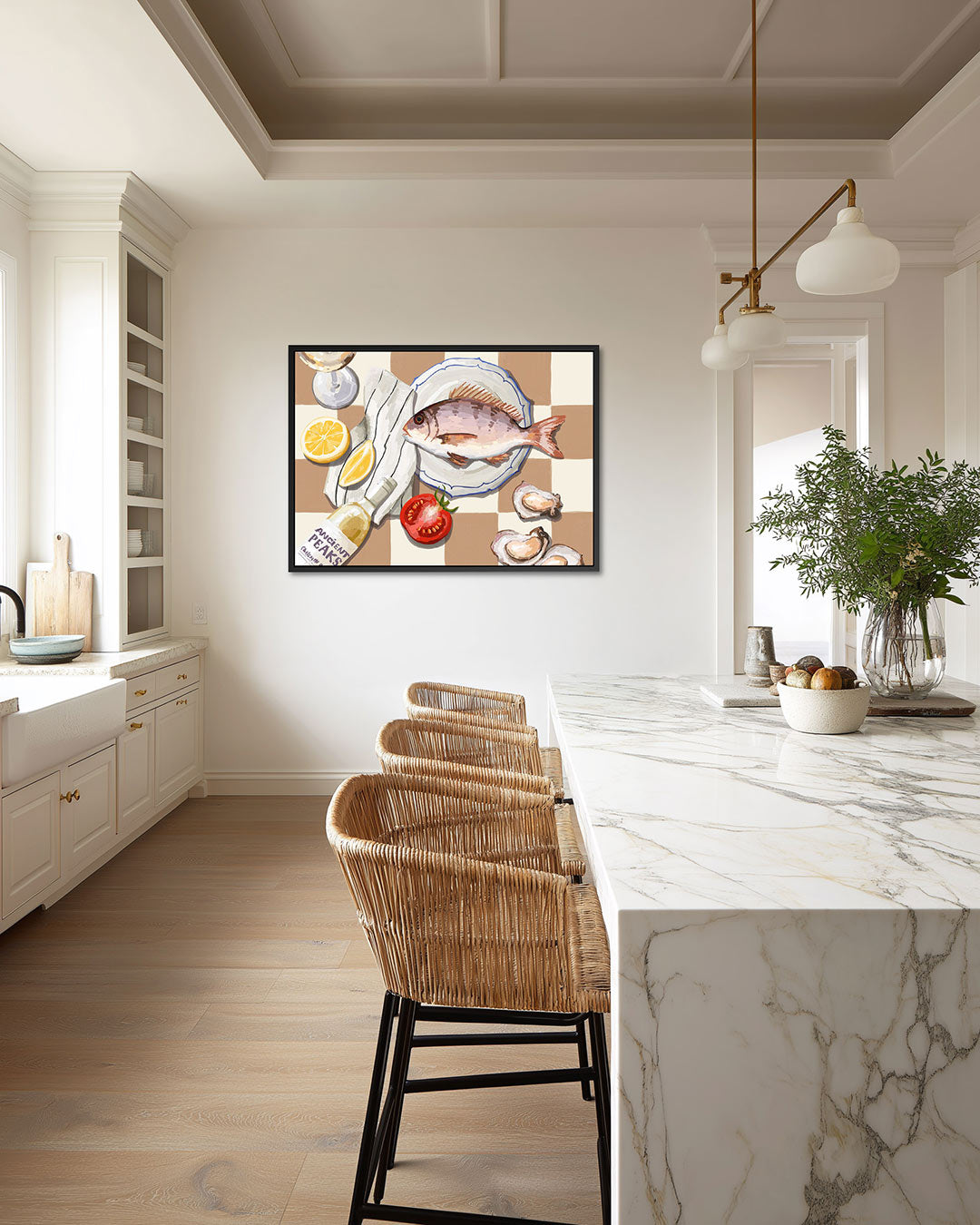 Vis en groenten compositie Kunstwerk