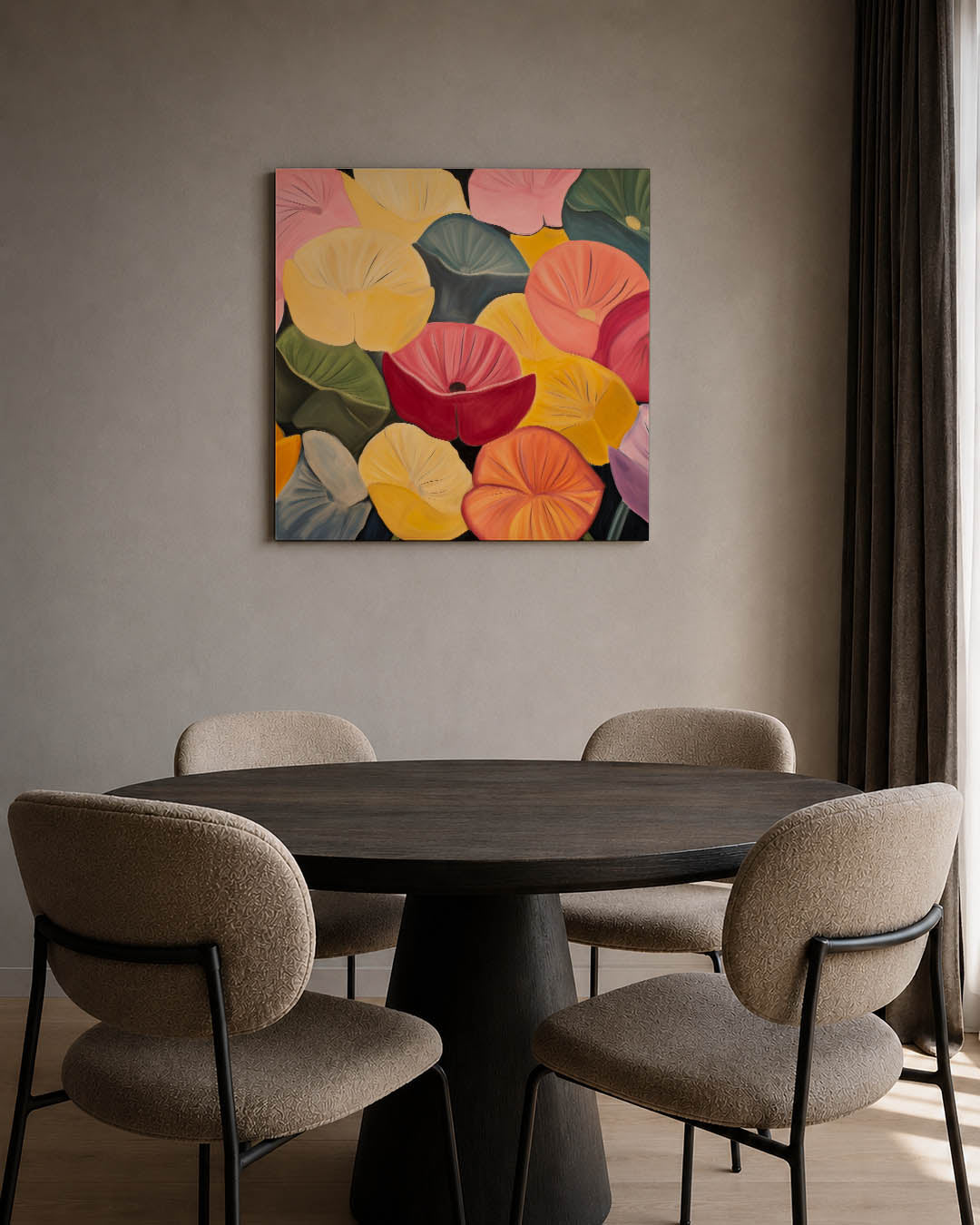 Kleurrijke bloemenvormen Kunstwerk