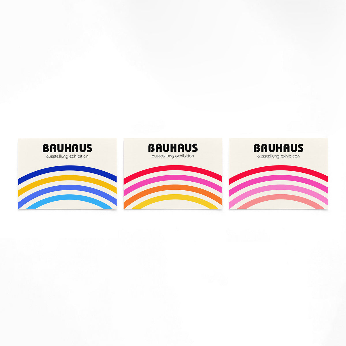 Drie landscape posters met kleurrijke regenbogen als vrijstaande productfoto