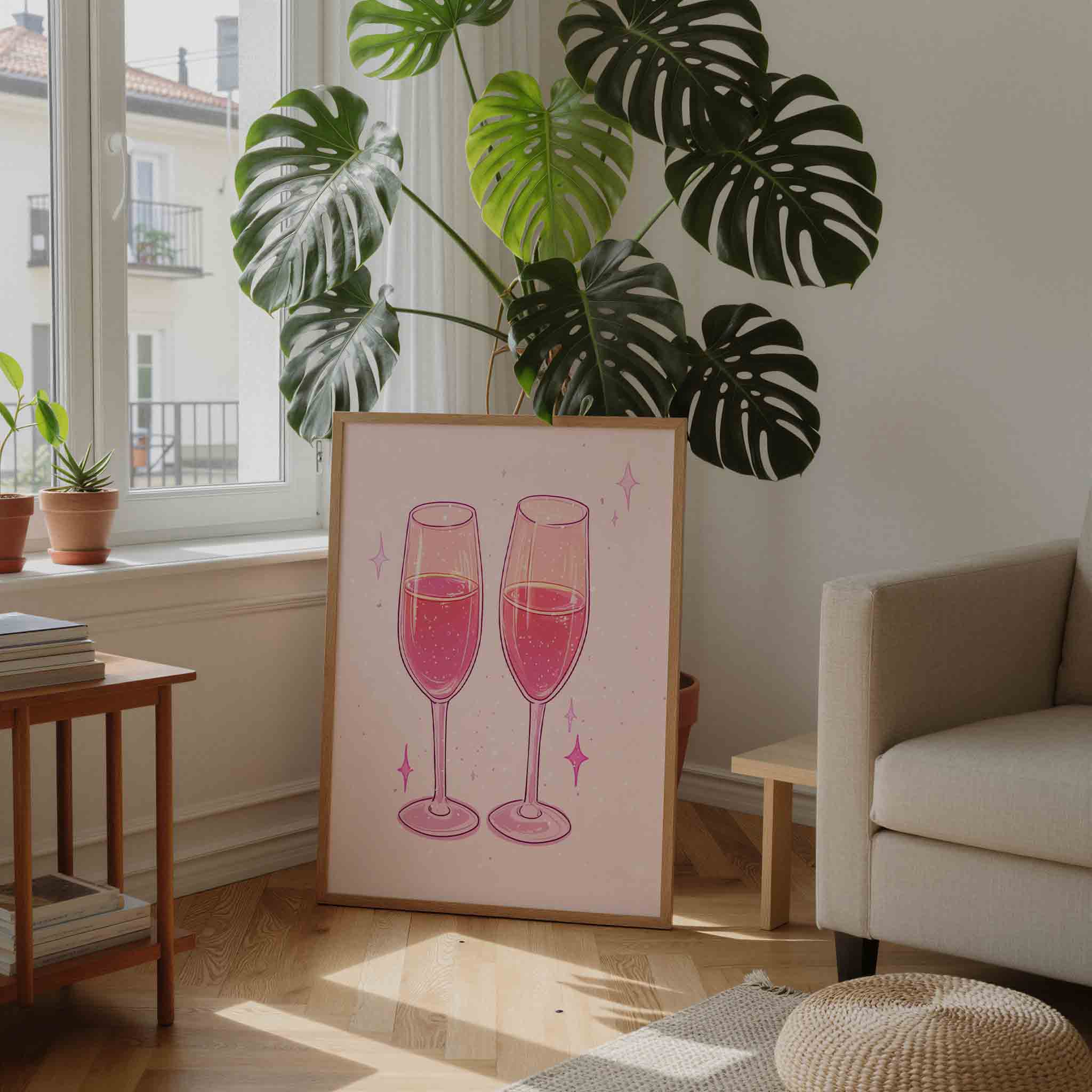 Twee glazen met roze drank Poster