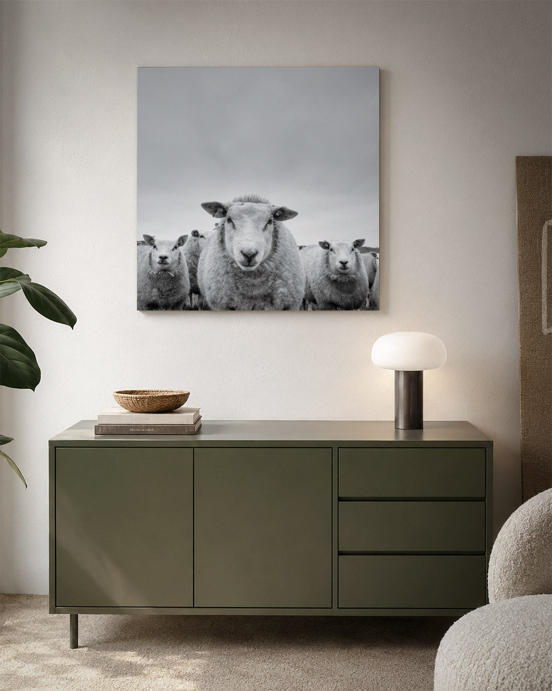 Schapenportret Kunstwerk