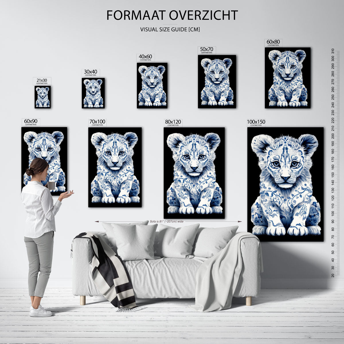 Leeuwenwelp met blauwe patronen Poster