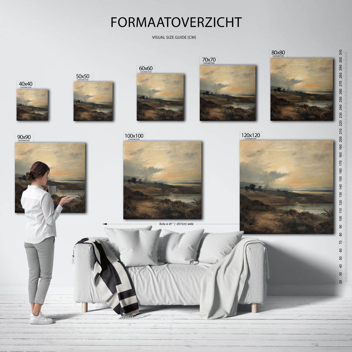 Landschap met ondergaande zon Poster