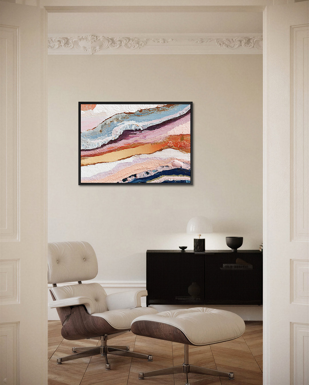 Gelaagde kleurencompositie Kunstwerk