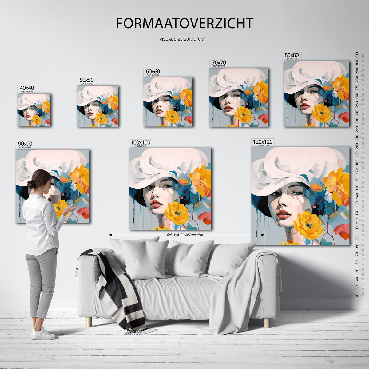 Vrouw met hoed en bloemen Poster