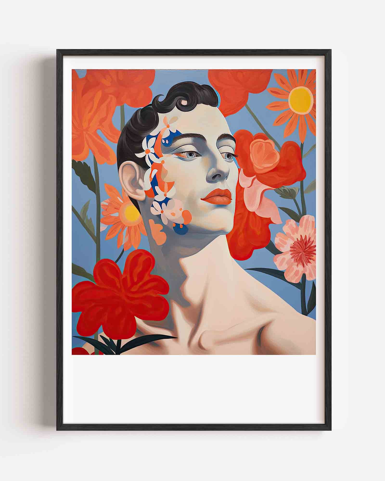 Portret met bloemen Poster