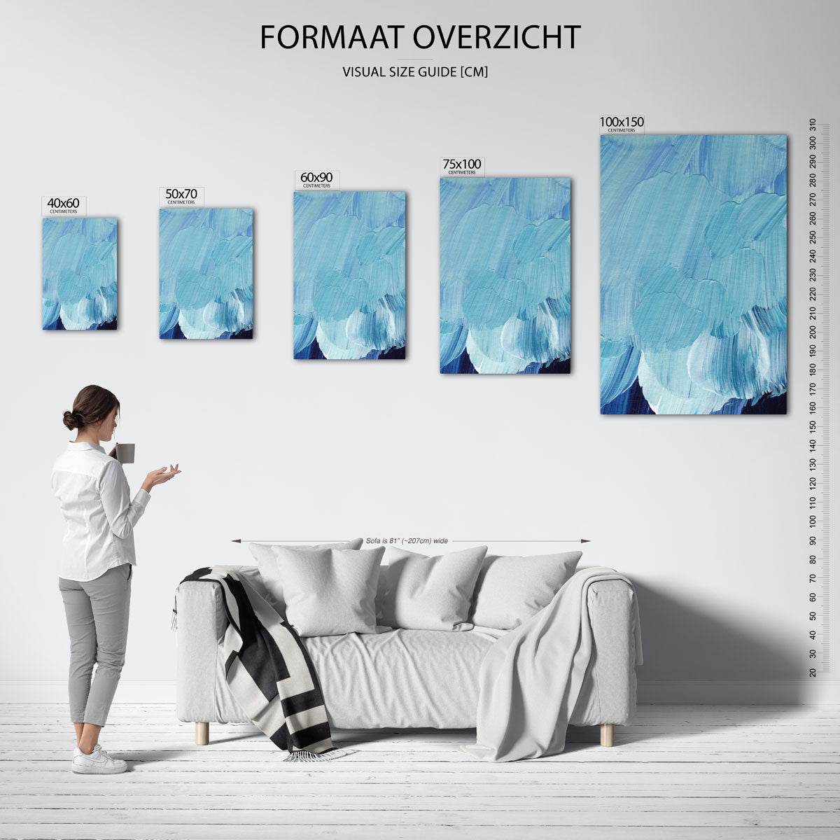 Vloeiende blauwe bewegingen Kunstwerk