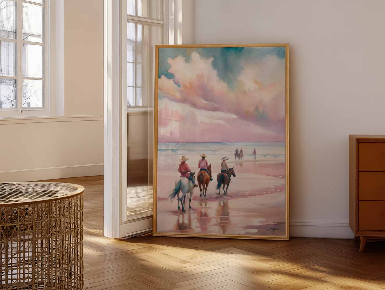 Avontuurlijke Strandrit met Paarden Poster-WallArtistic