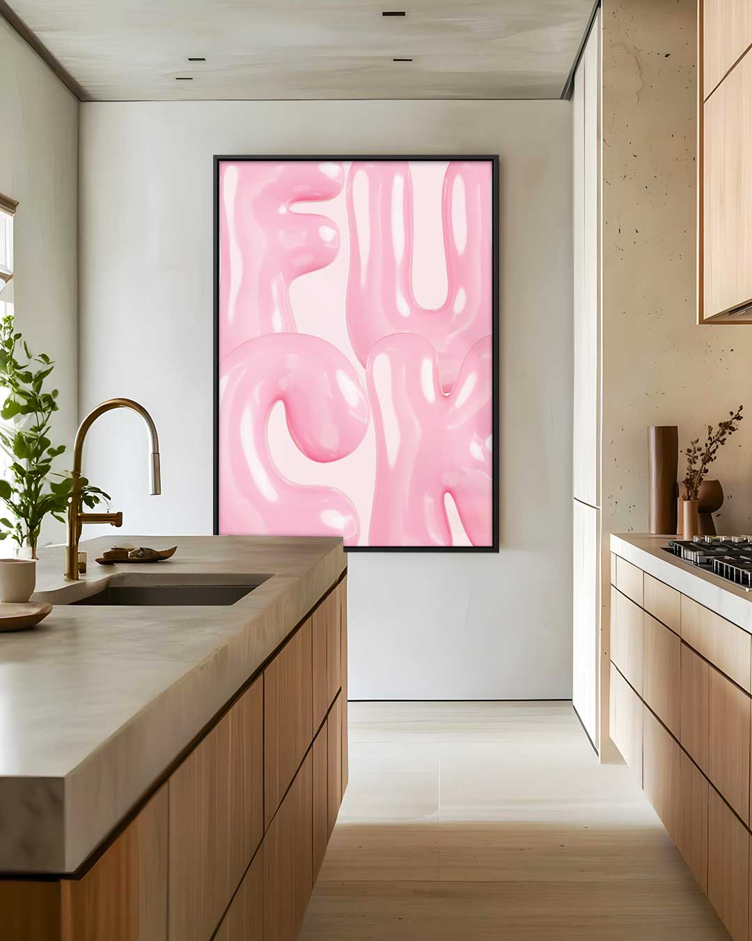 Speelse Roze Bubbelletters Kunstwerk-canvas-dibond-plexiglas-wanddecoratie-WallArtistic