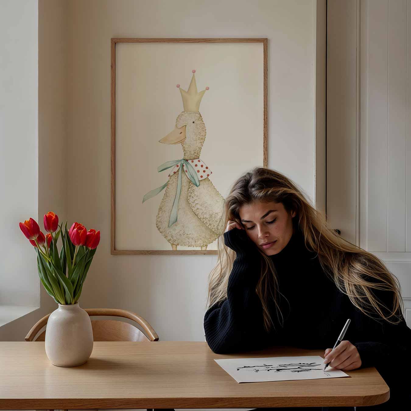 Koddige Eend met Kroon Poster-WallArtistic