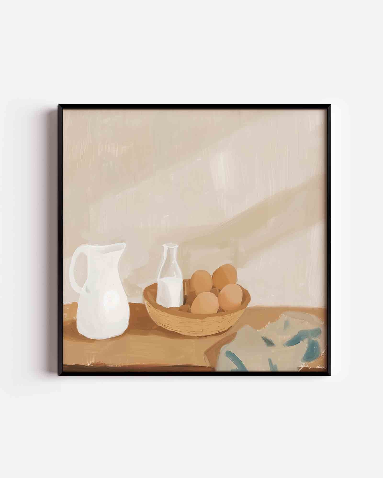 Stilleven met karaf en eieren Poster