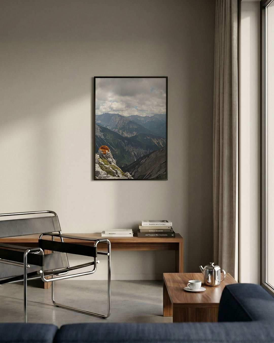 Berglandschap met oranje mos Poster