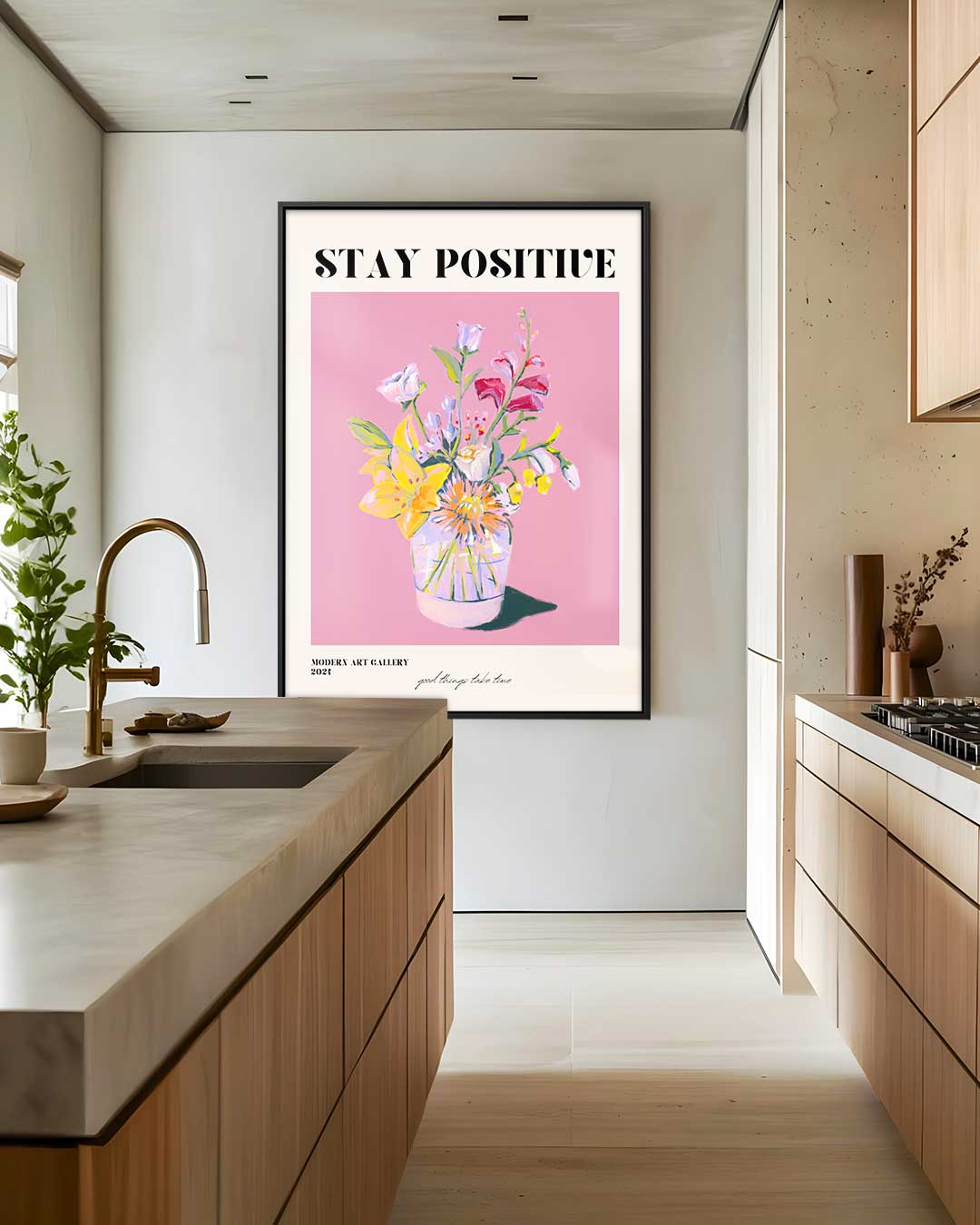 Bloemrijke Positiviteit Kunstwerk-canvas-dibond-plexiglas-wanddecoratie-WallArtistic