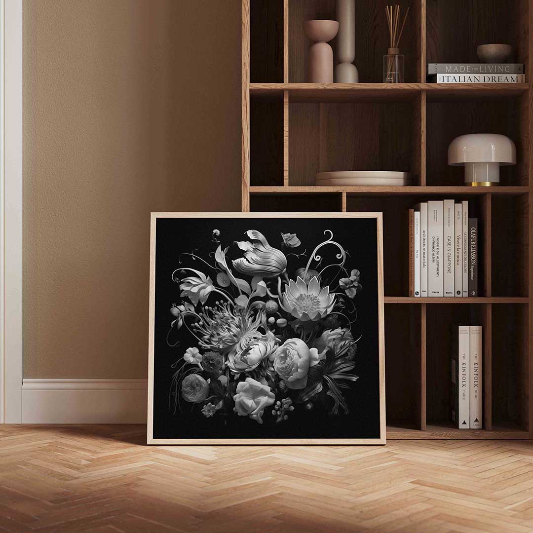 Bloemen in zwart wit Poster