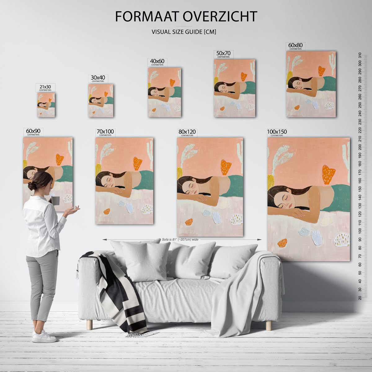 Slapende vrouw met abstracte vormen Poster