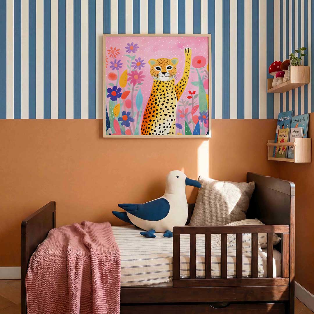 Luipaard en bloemen Poster