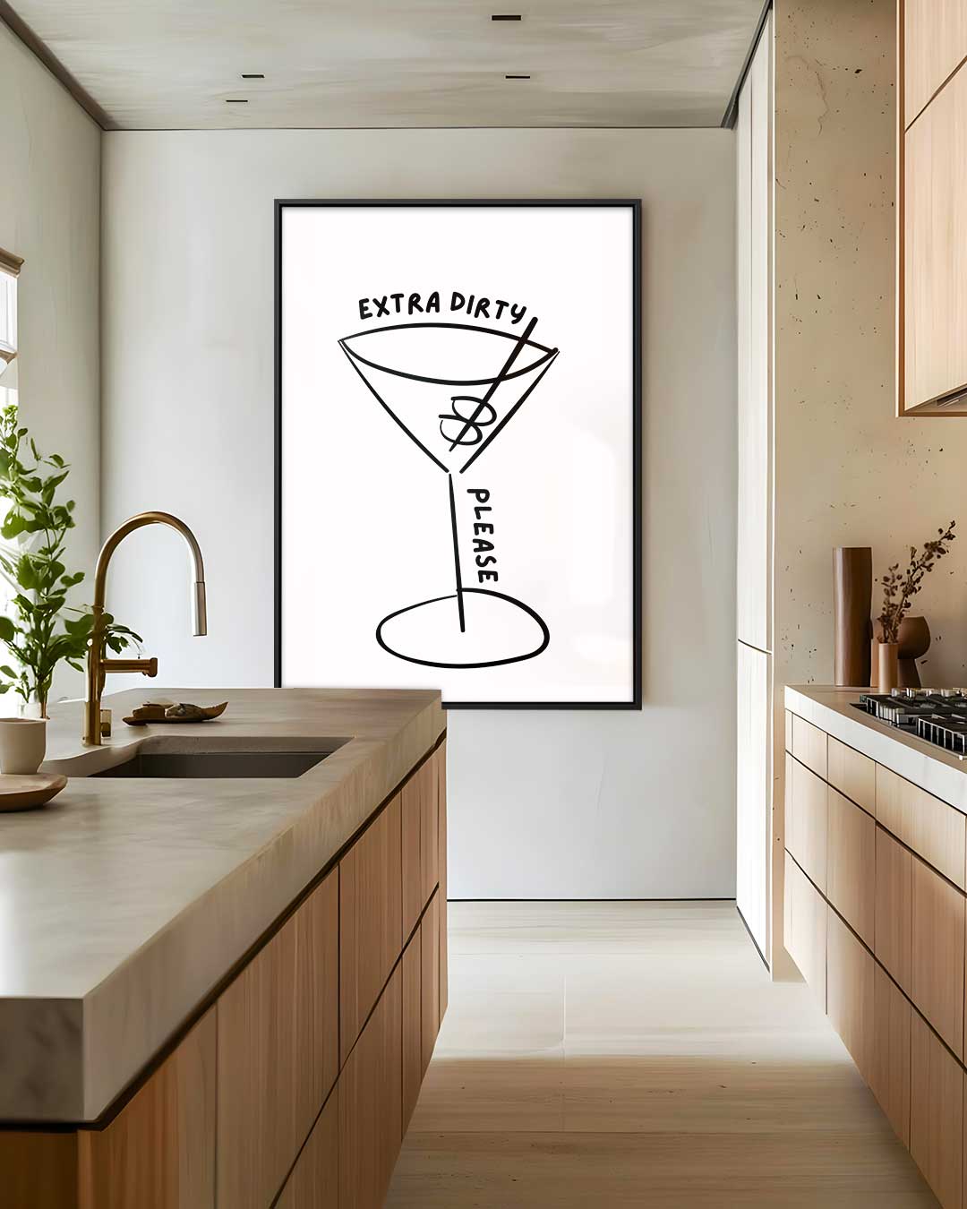 Extra Dirty Cocktail Illustratie Kunstwerk-canvas-dibond-plexiglas-wanddecoratie-WallArtistic