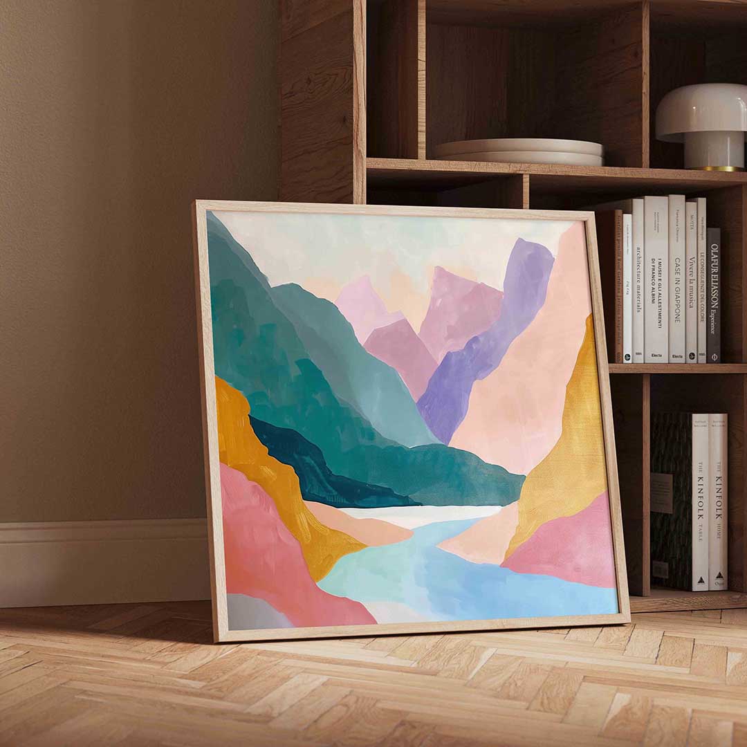 Berglandschap in pastel Poster