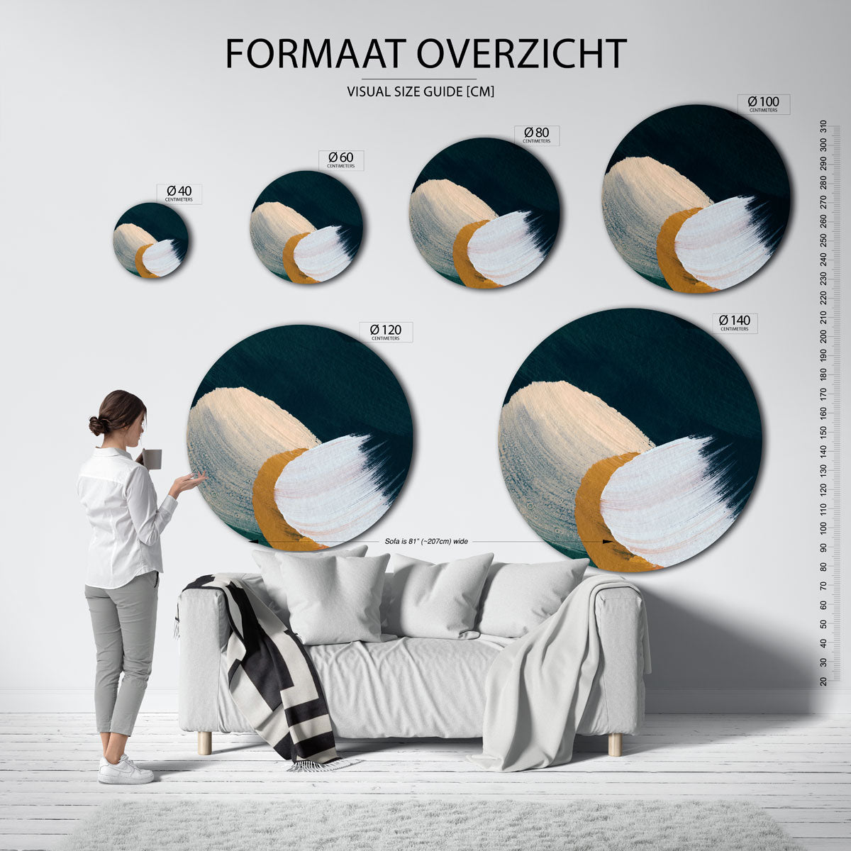 Abstracte penseelstreken Muurcirkel