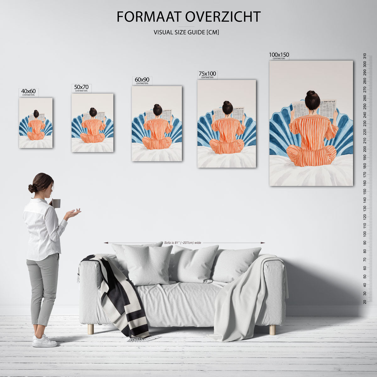 Vrouw met krant Kunstwerk