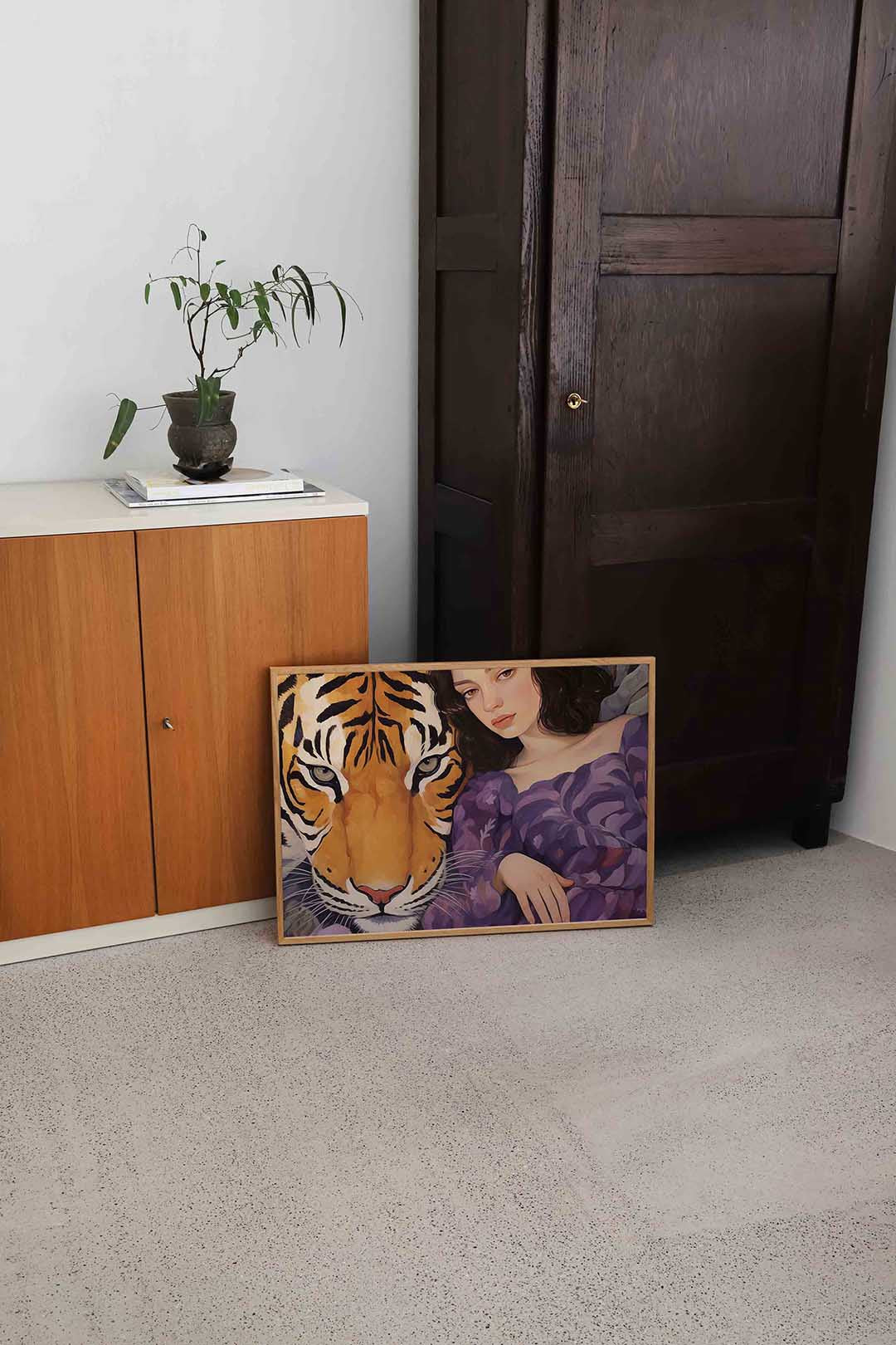 Tijger en vrouw Poster