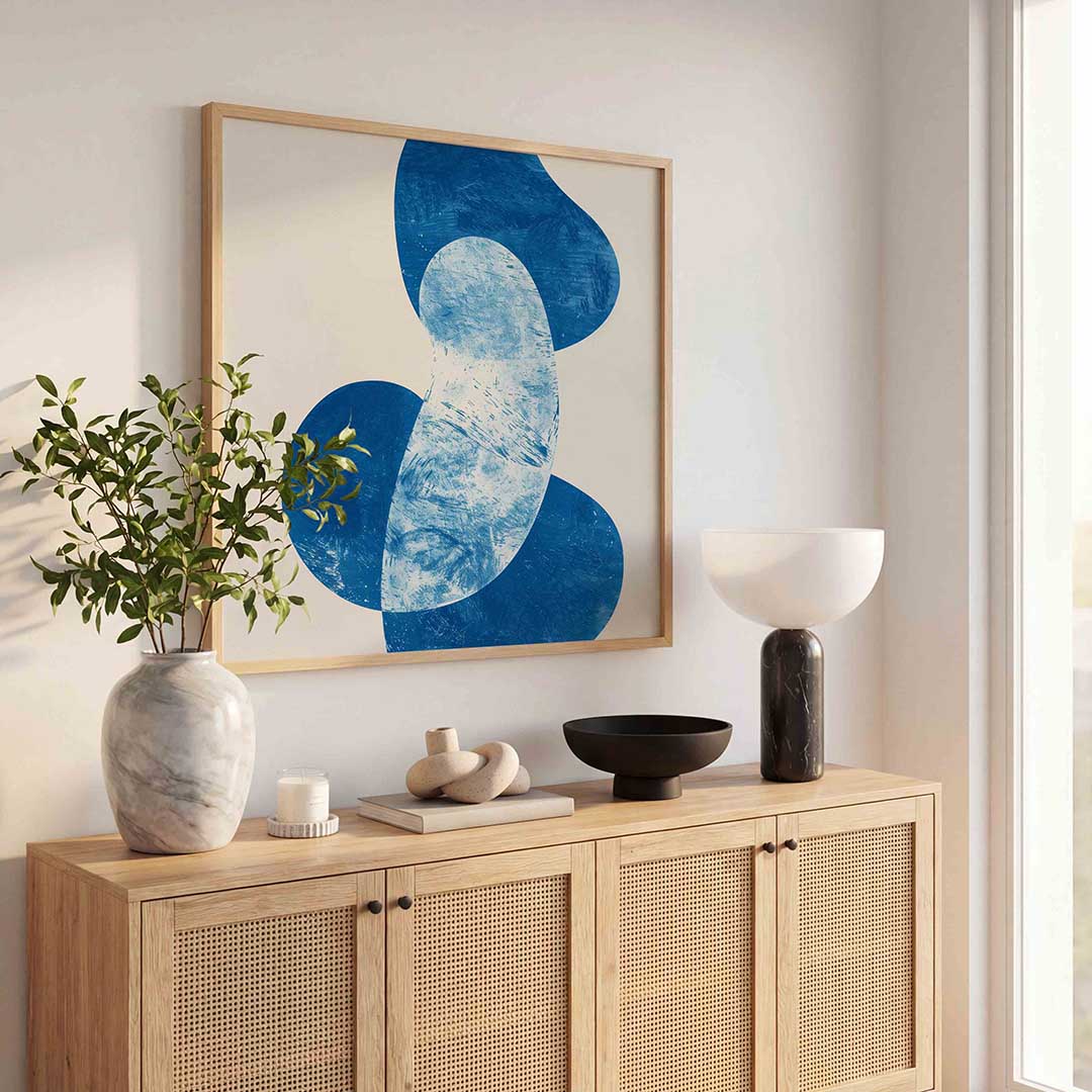 Abstracte blauwe vormen Poster