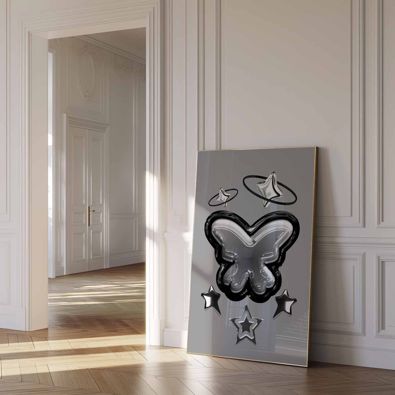 Stijlvolle Vlinder en Sterren Poster-WallArtistic