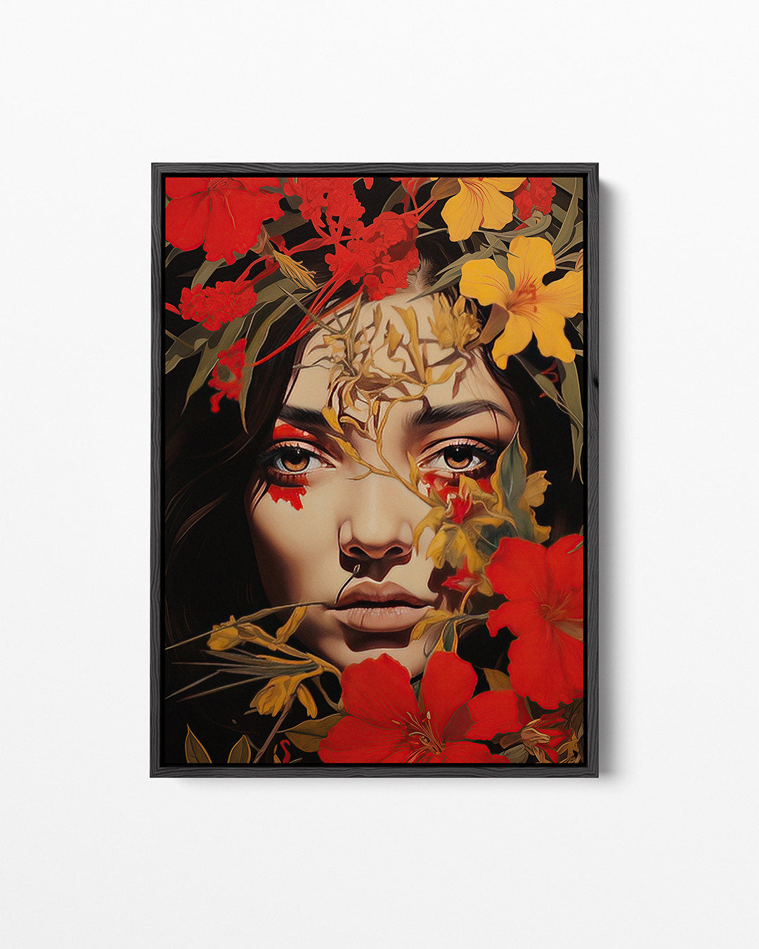Portret met bloemen Kunstwerk
