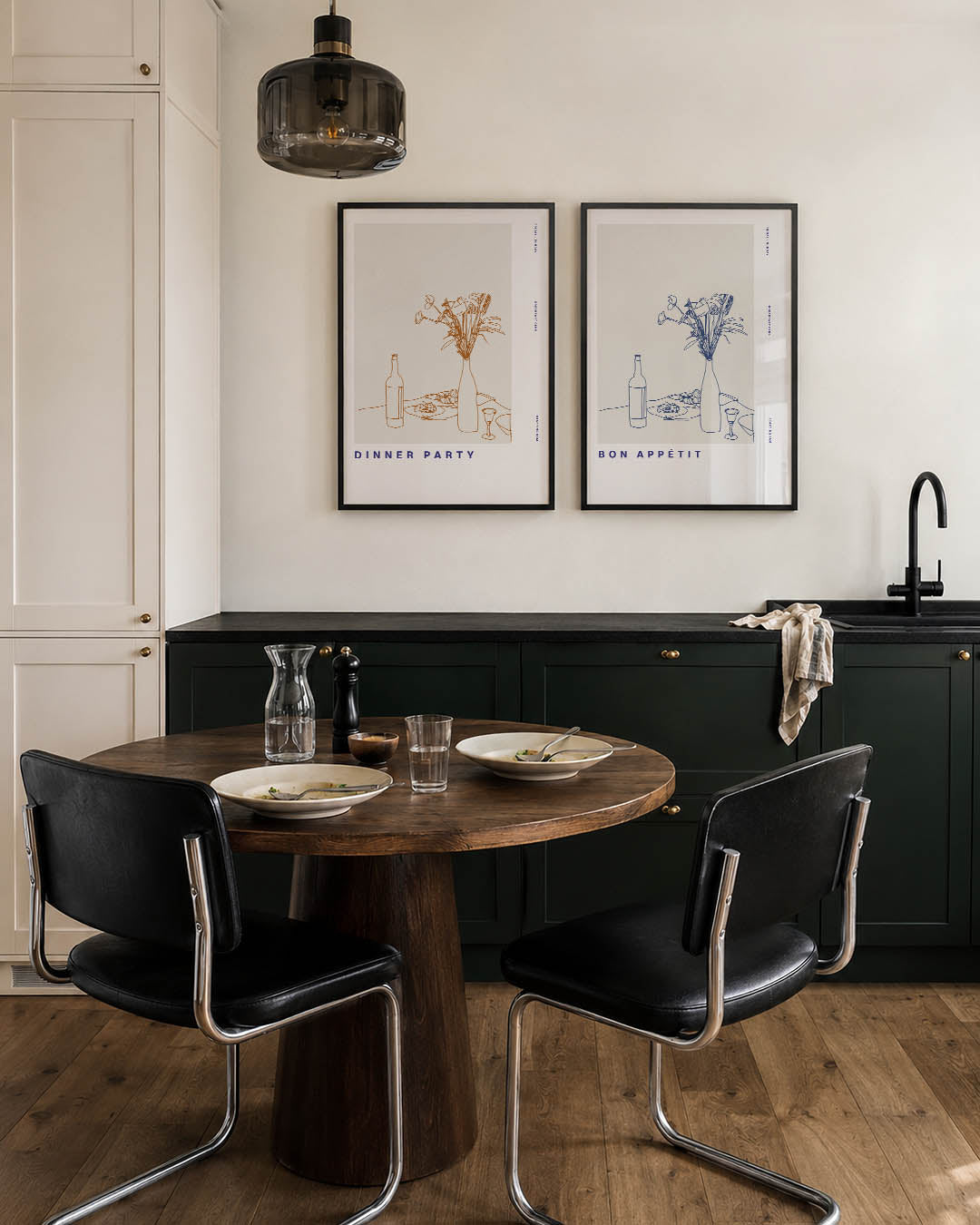 Eettafel lijnenspel Posterset