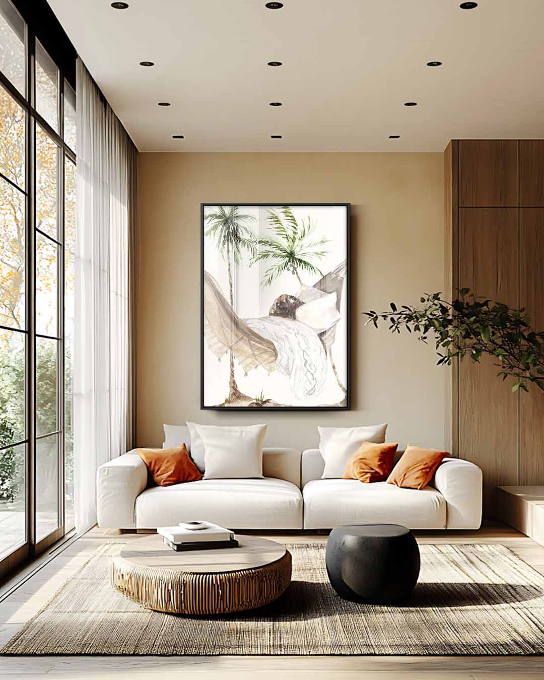 Zonnige Hangmat Droom Kunstwerk-canvas-dibond-plexiglas-wanddecoratie-WallArtistic