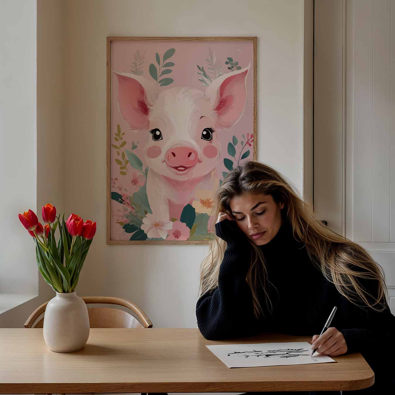 Vrolijke Varkensbloemen Poster-WallArtistic