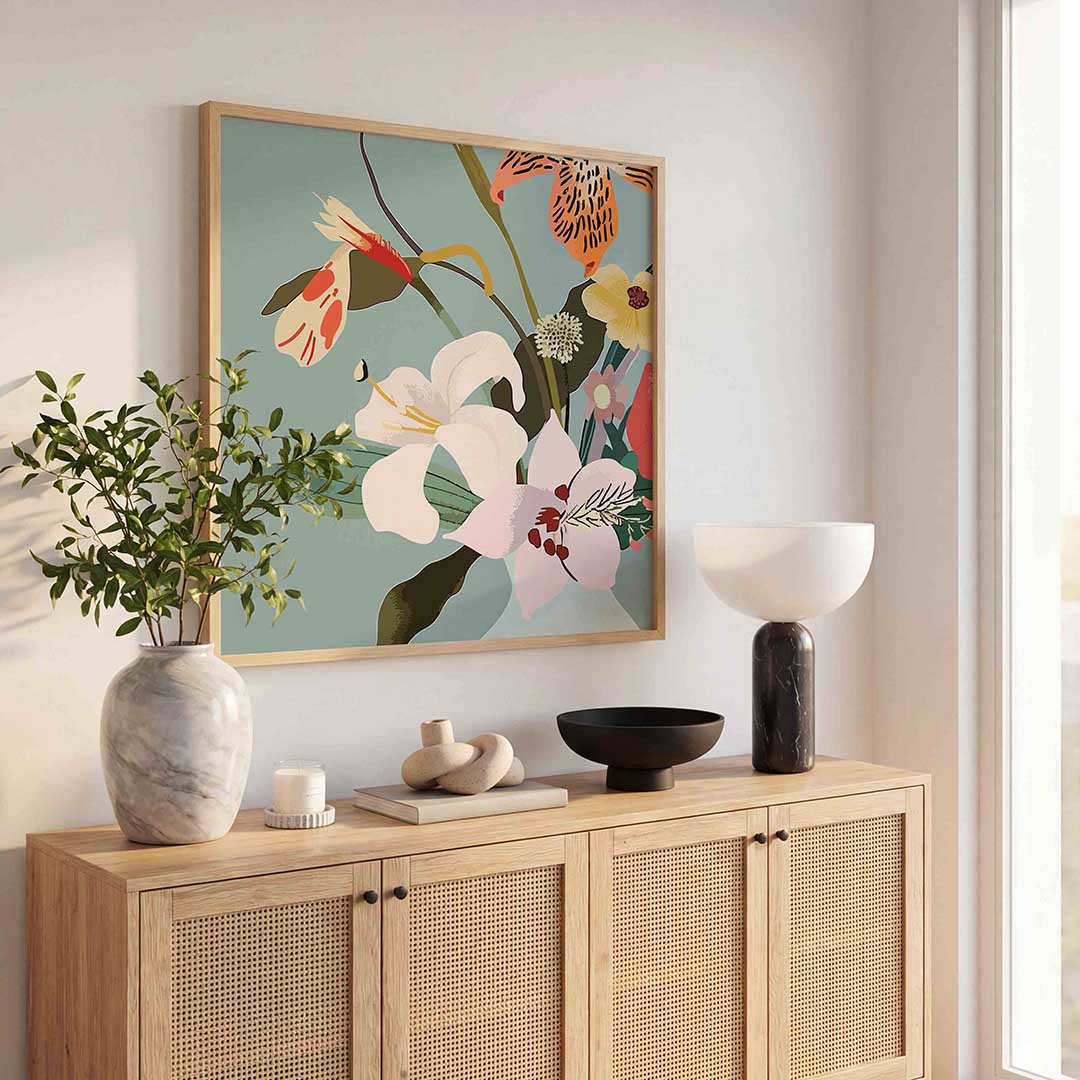 Bloemen in vaas Poster