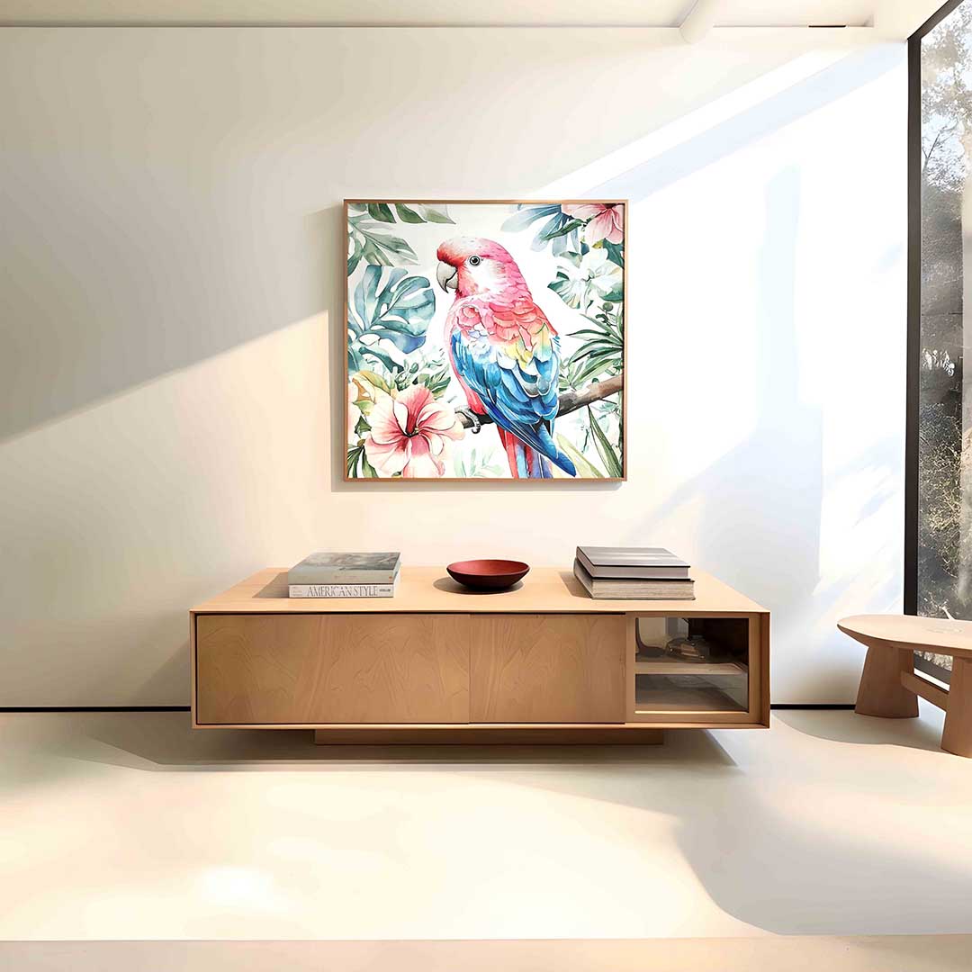 Papegaai en bloemen Poster