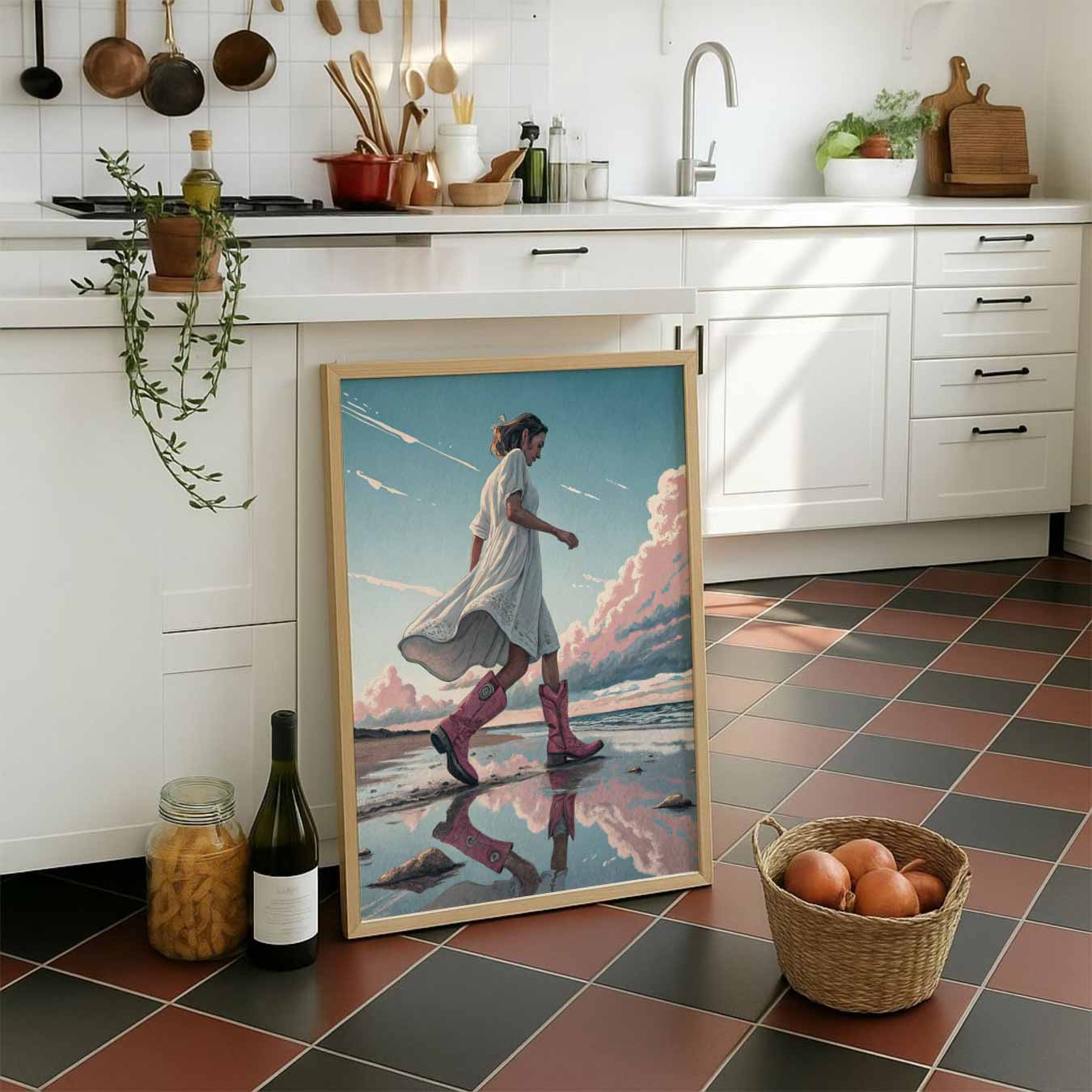 Strandwandeling in Stijl Poster-WallArtistic