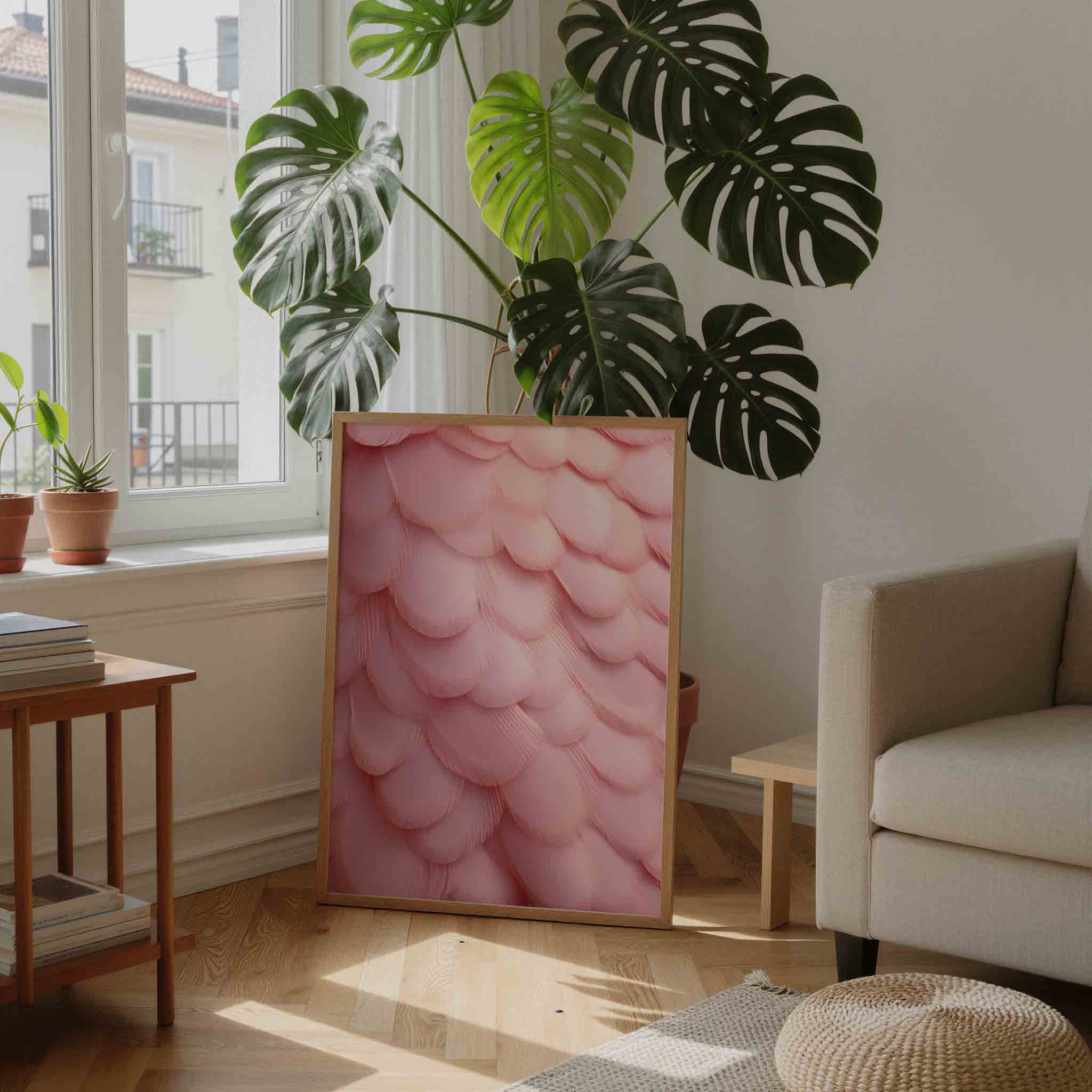 Roze veren patroon Poster