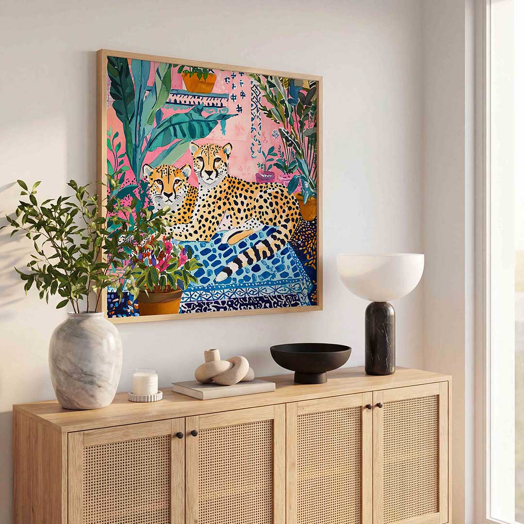 Luipaarden en planten Poster