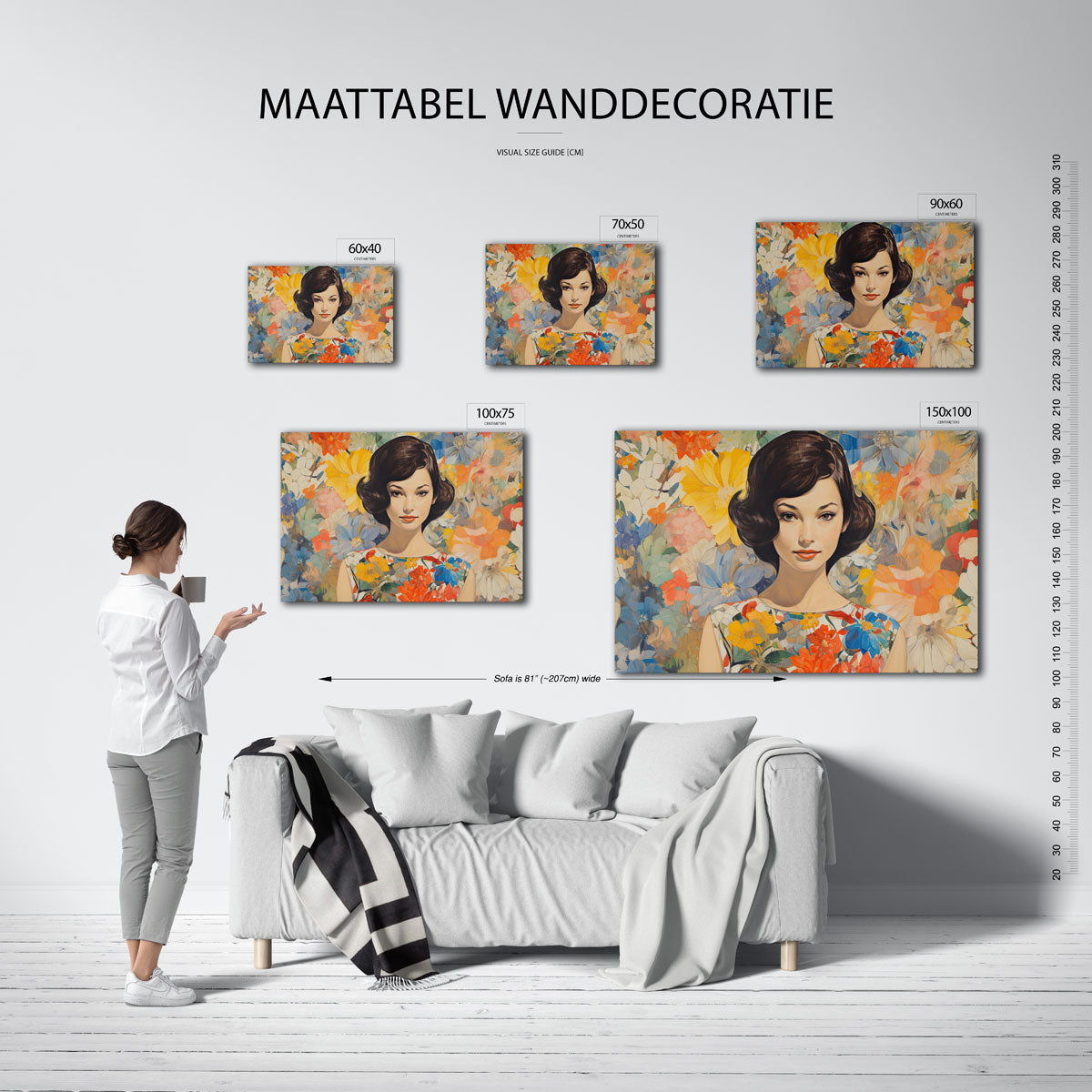 Vrouw met bloemen Kunstwerk