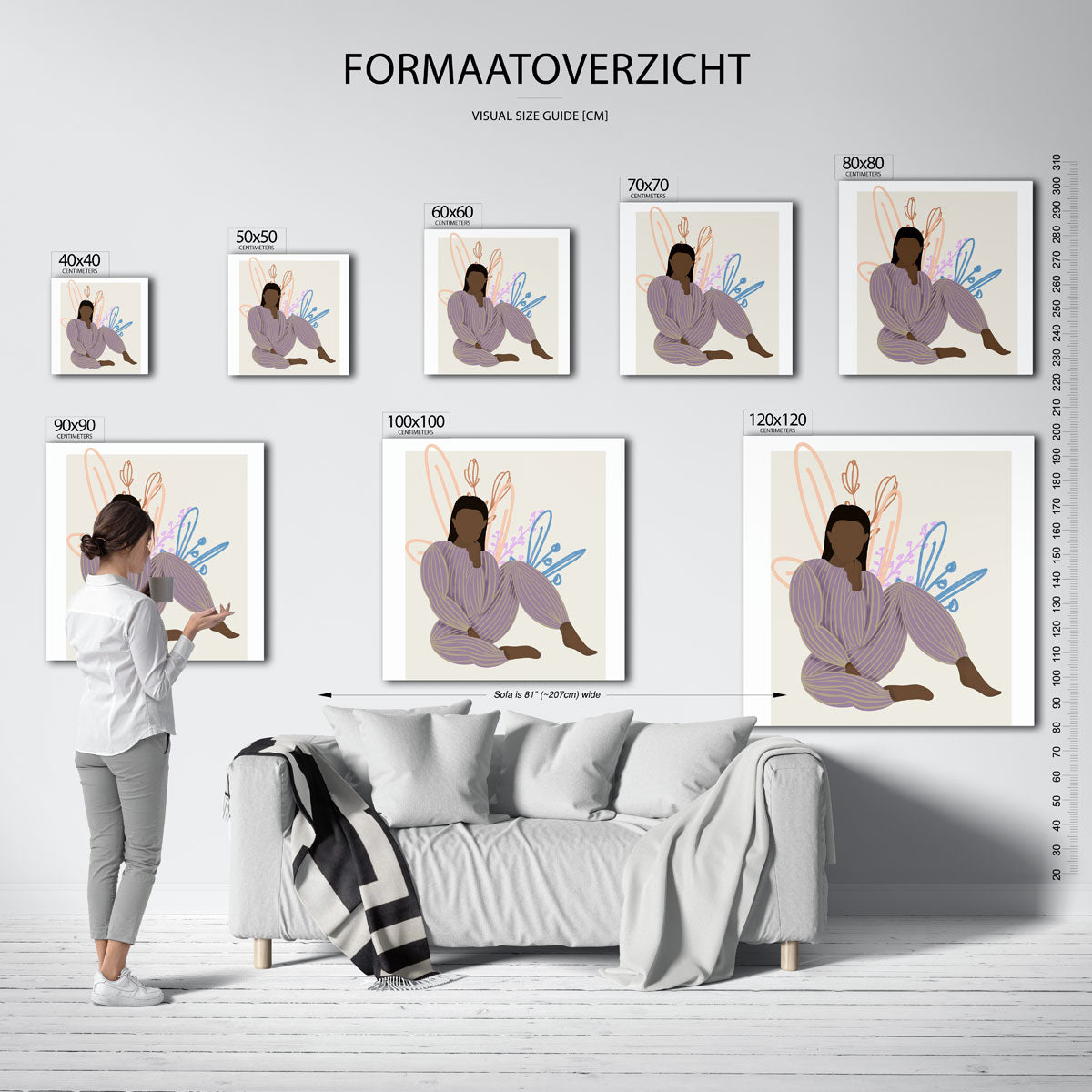 Zittende figuur met bloemen Poster